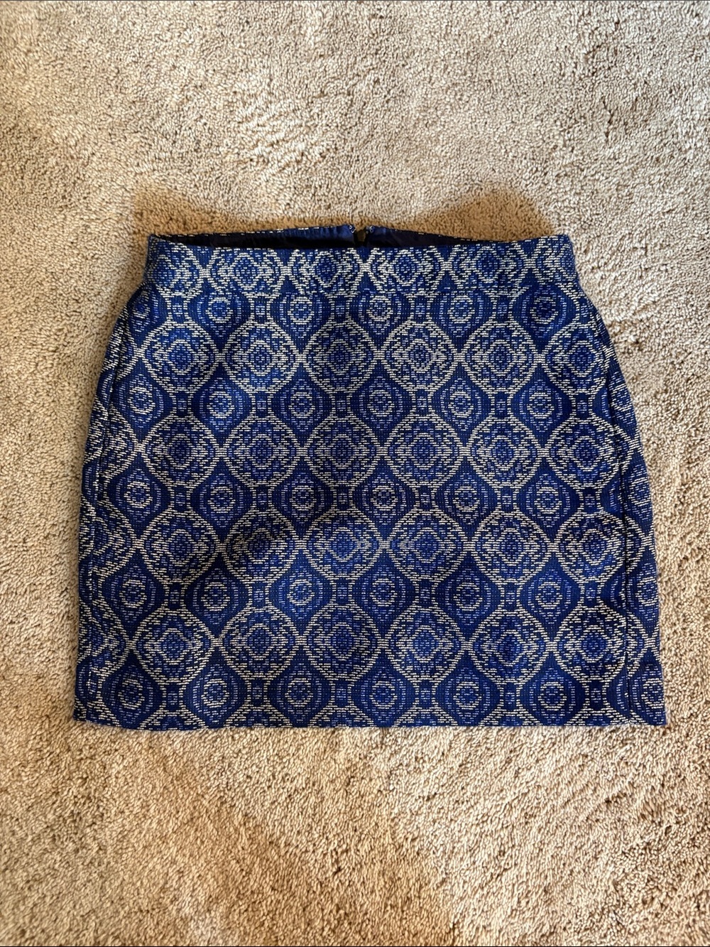 J. Crew Navy and White Geometric Pencil Skirt